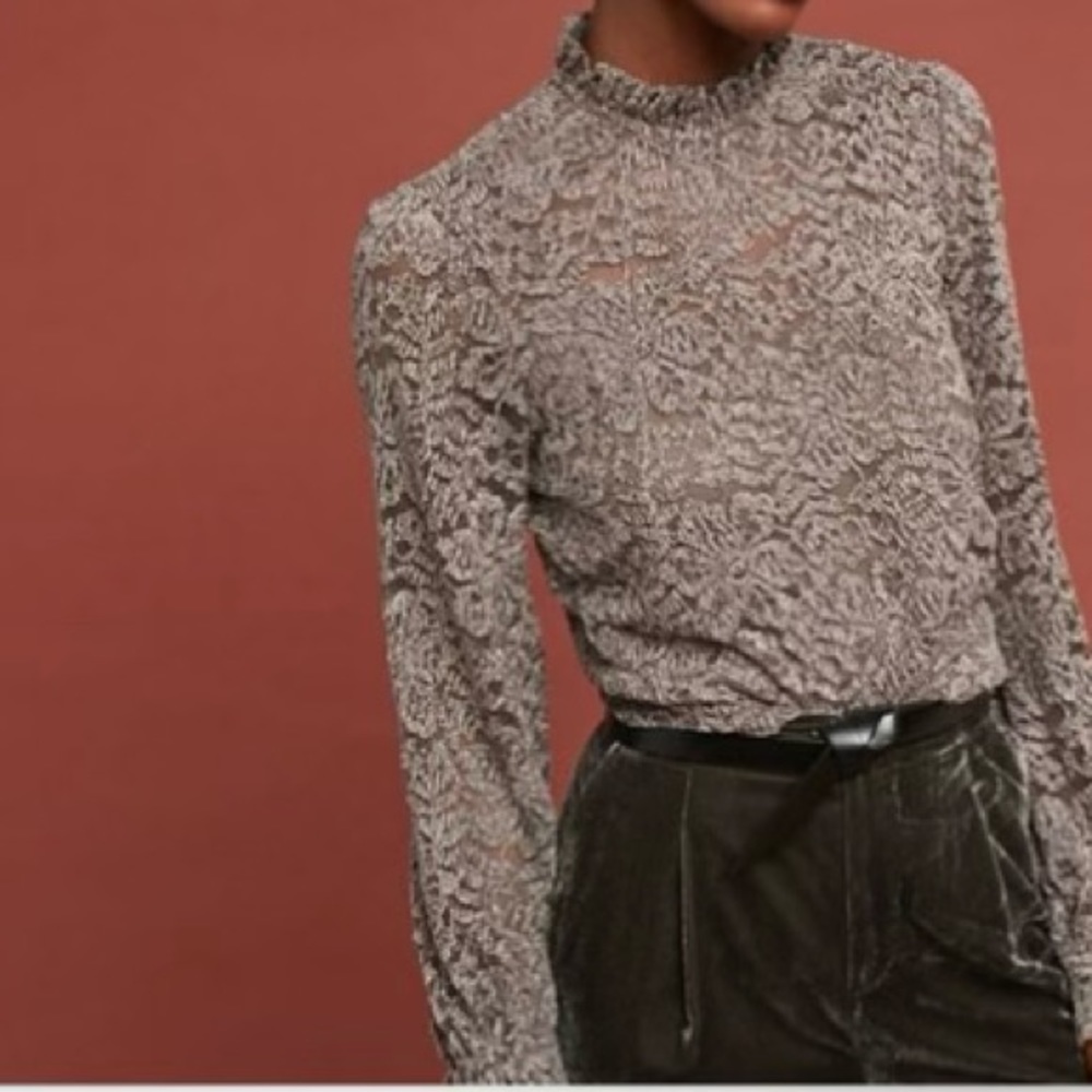 ANTHROPOLOGIE Eri + Ali lace long sleeve blouse size large